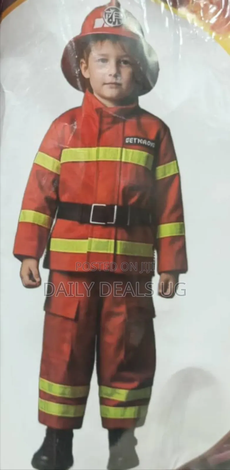 Kids Firefighter Costume Set Red Fireman Fancy Dress Outfit Role Play