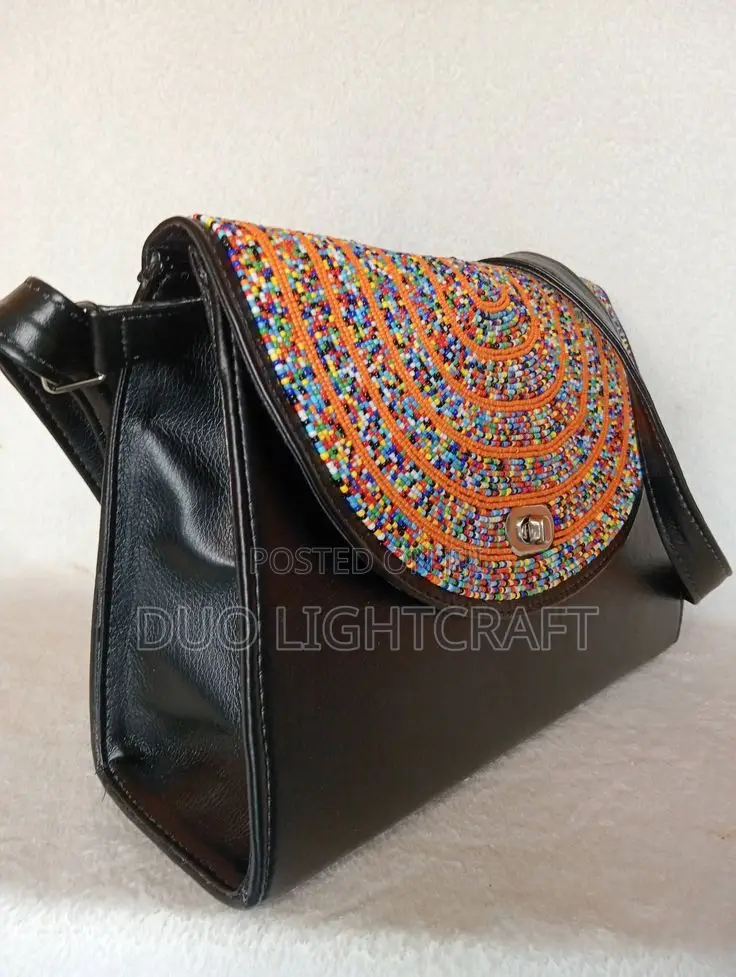 Elegant Beaded Leather Bag