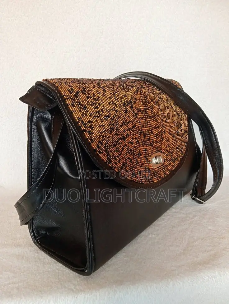 Elegant Beaded Leather Bag