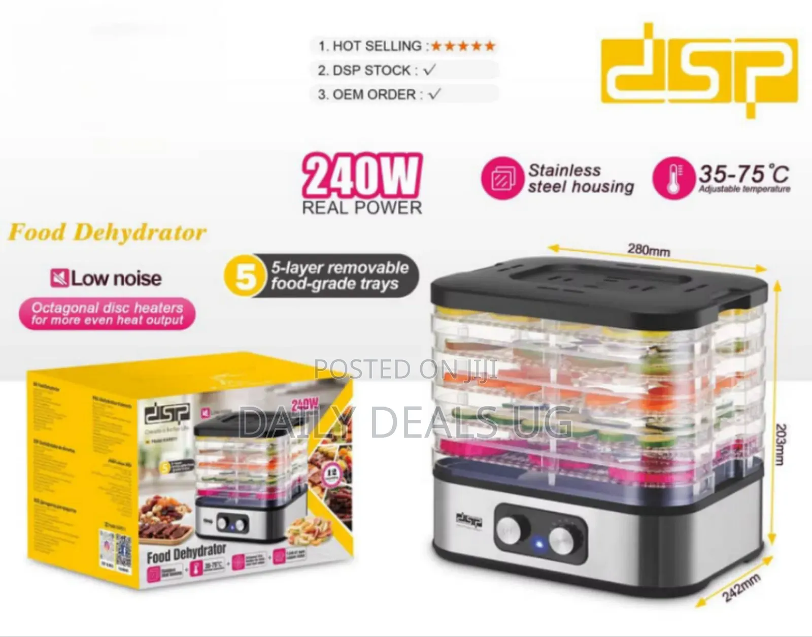DSP Professional 5-Tier Electric Food Dehydrator
