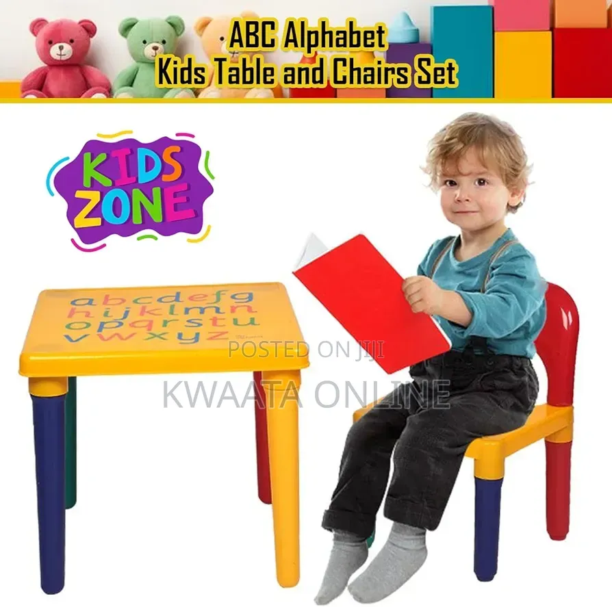 Abc Table and Chair Set Alphabet Childrens Plastic - Kids Toddlers