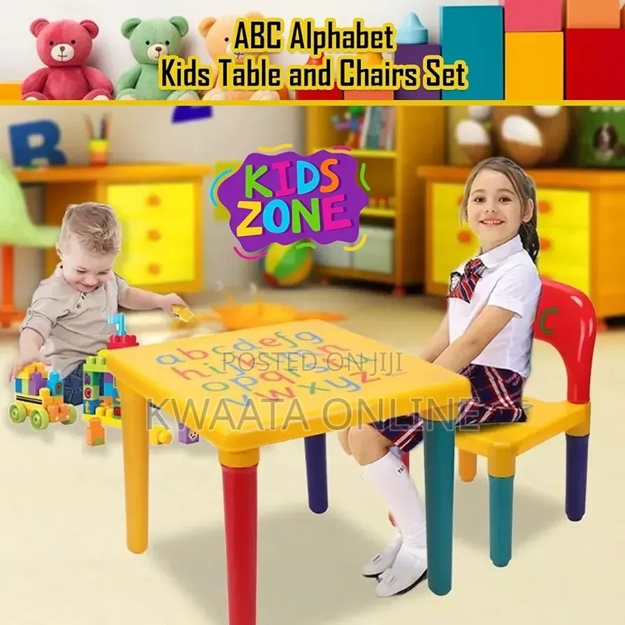 Abc Table and Chair Set Alphabet Childrens Plastic - Kids Toddlers