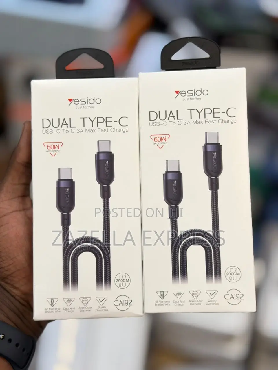 Yesido 60w Fast Charging Usb C Cable Type-C to Type-C 48-Strand Cable