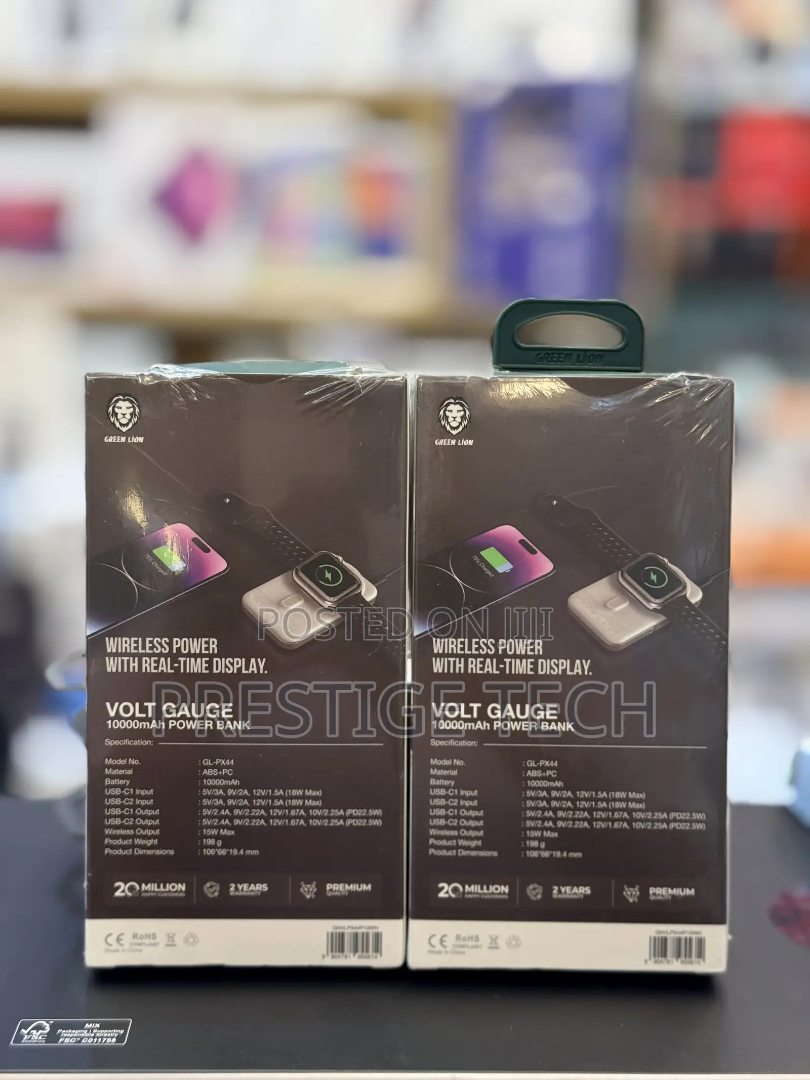 Green Lion Volt Gauge 10000mah Power Bank With Real-Time Power Display