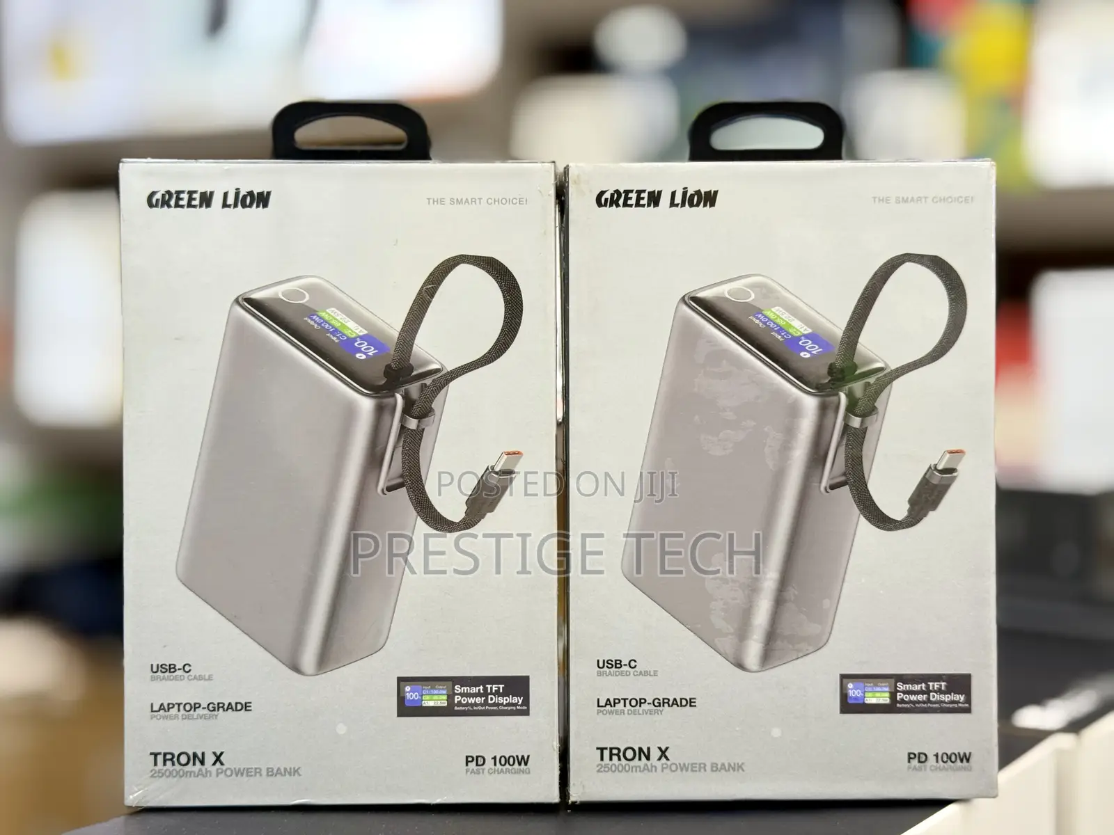 Green Lion Tron X 25000mah 100w Power Bank With Built in Usb C Cable