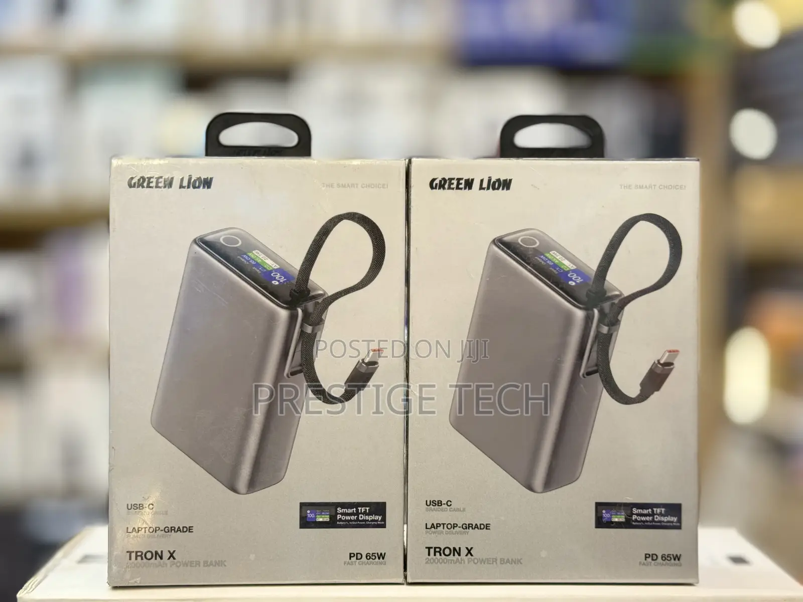 Green Lion Tron X 20000mah 65w Power Bank, Built-in 65w Usb C Cable