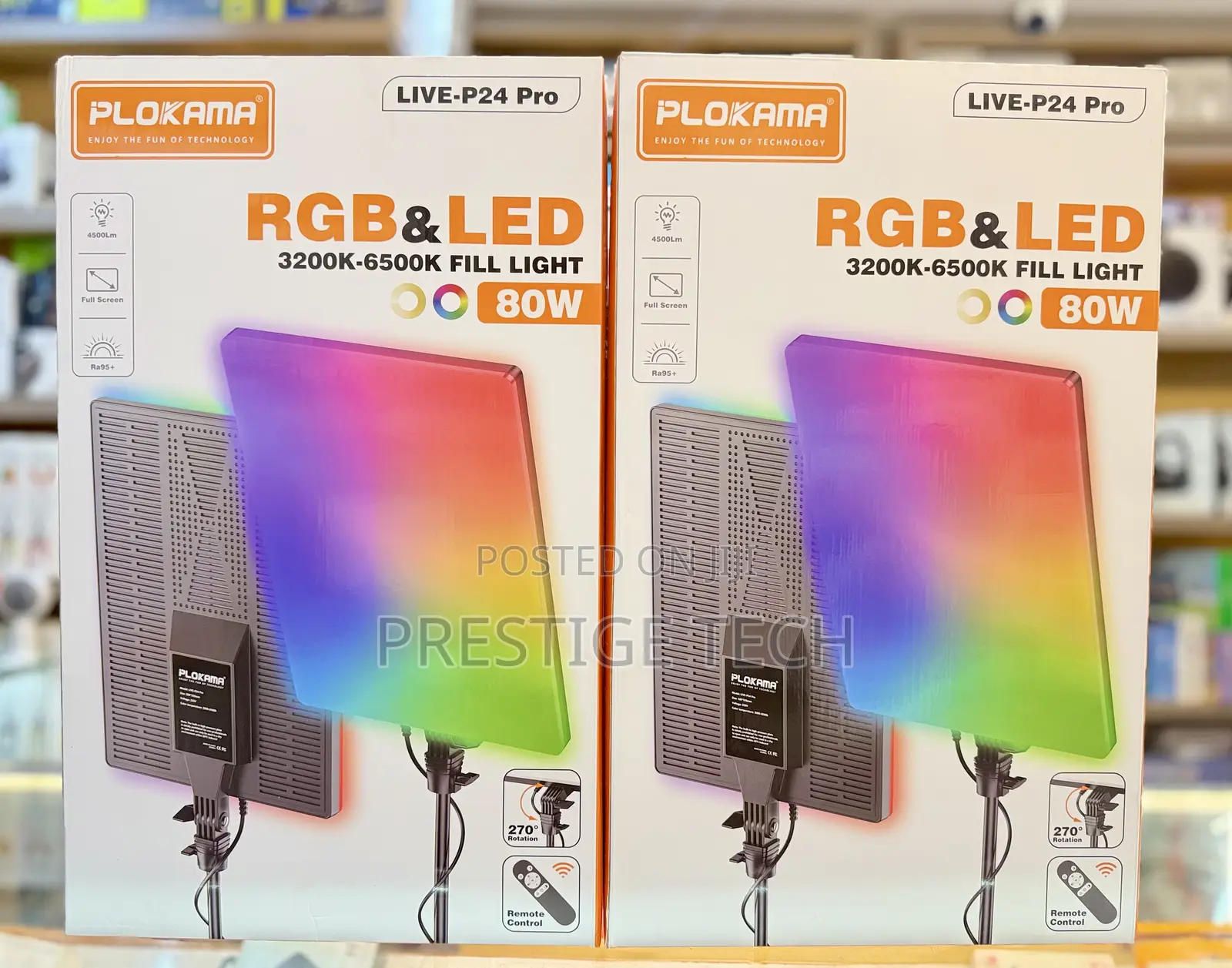 Plokama Live P24 Pro 80w RGB Panel Led Light Adjustable Color Stand