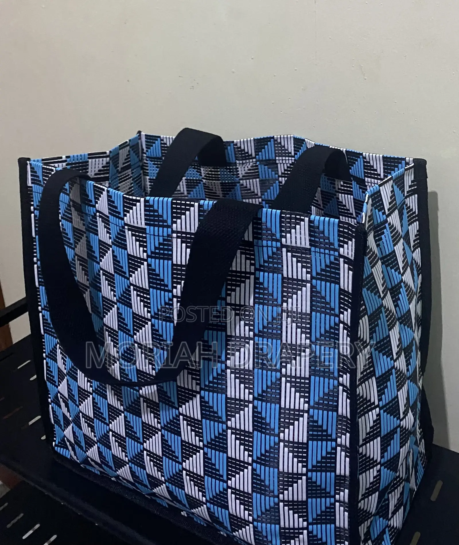 Geometric PVC Reusable Wooven Shopping Bags