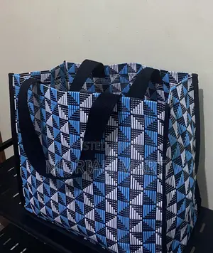 Geometric PVC Reusable Wooven Shopping Bags