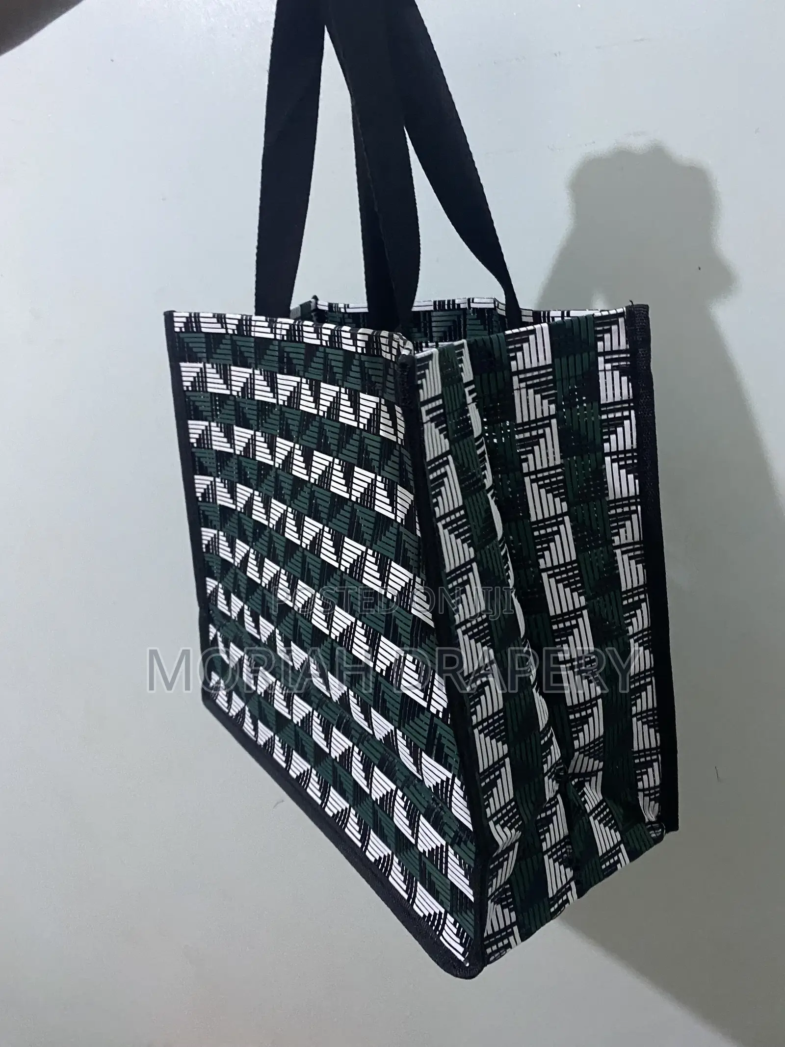 Geometric PVC Reusable Wooven Shopping Bags