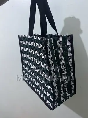 Geometric PVC Reusable Wooven Shopping Bags