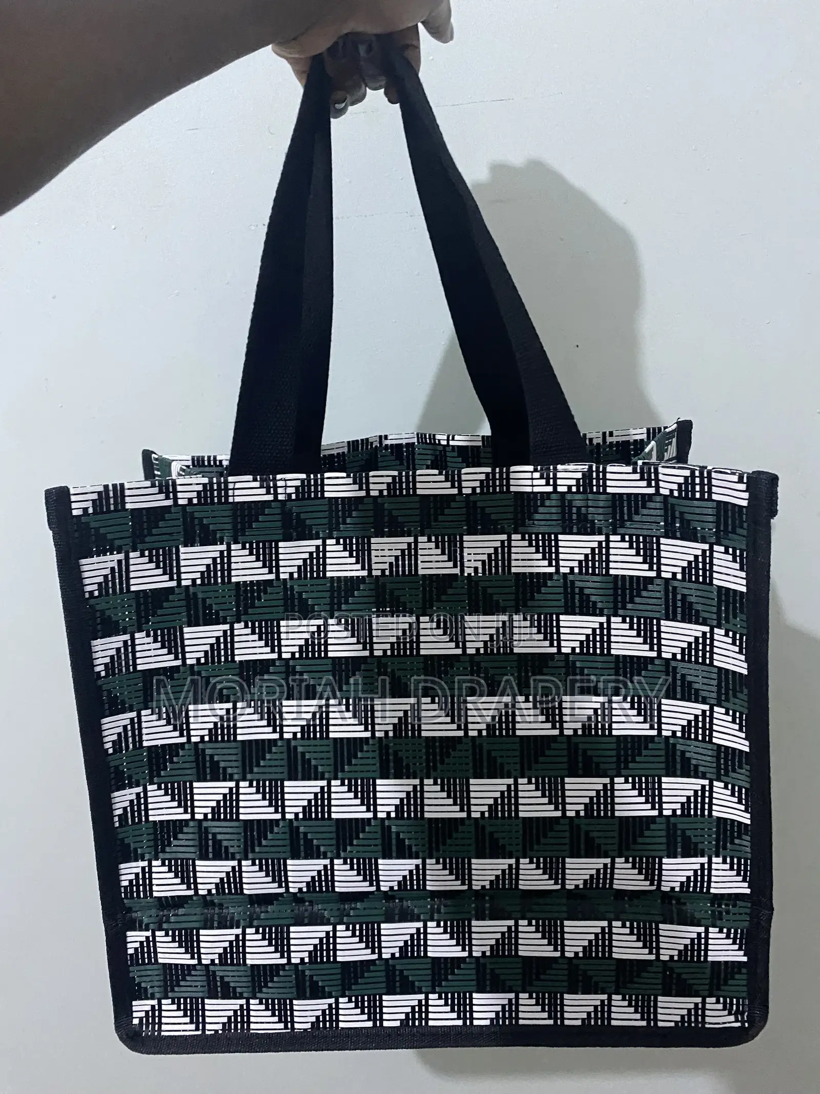 Geometric PVC Reusable Wooven Shopping Bags