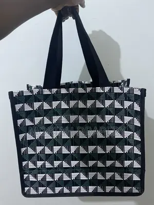 Geometric PVC Reusable Wooven Shopping Bags