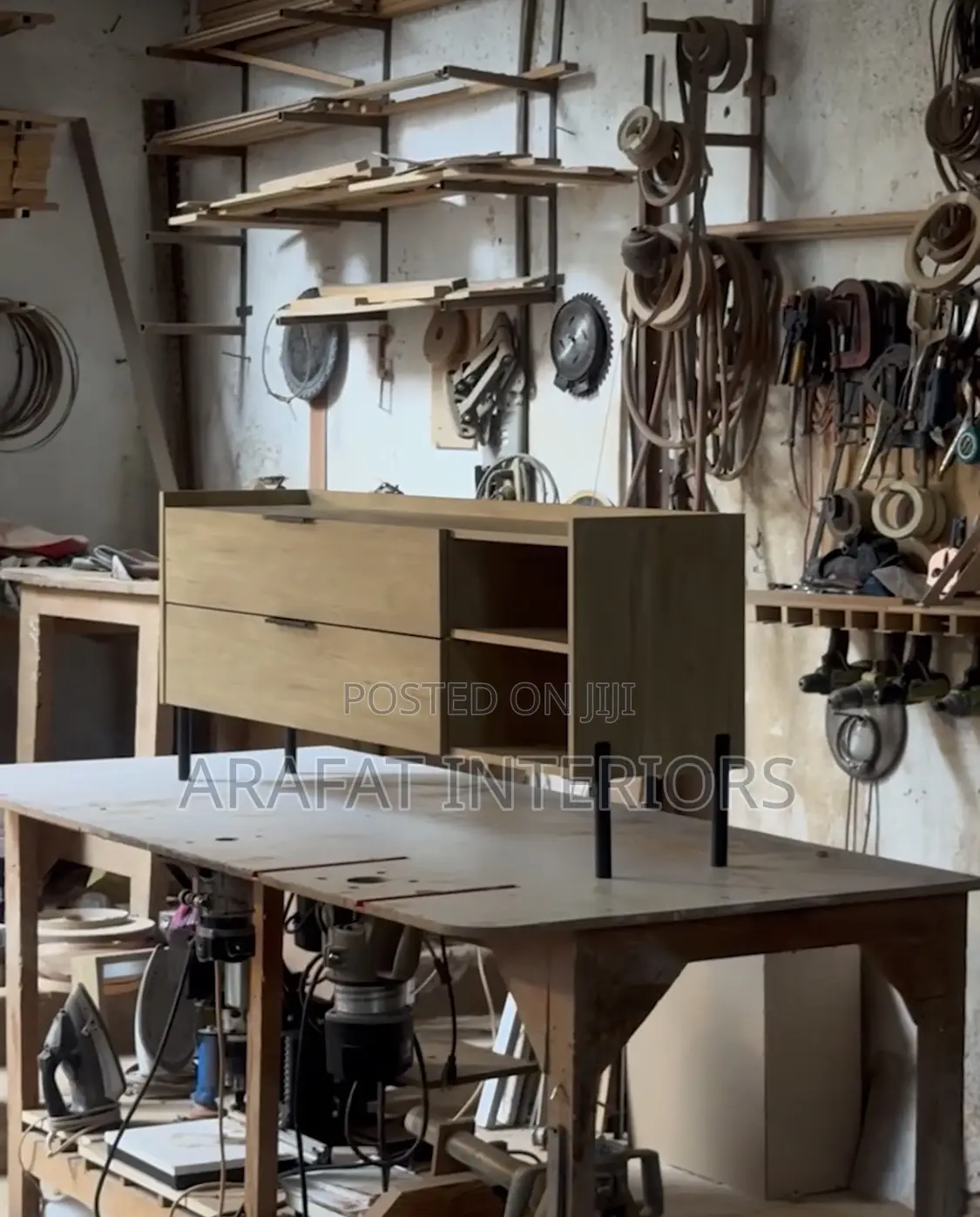 Handcrafted Minimalist Floating Console Table in Light Oak.