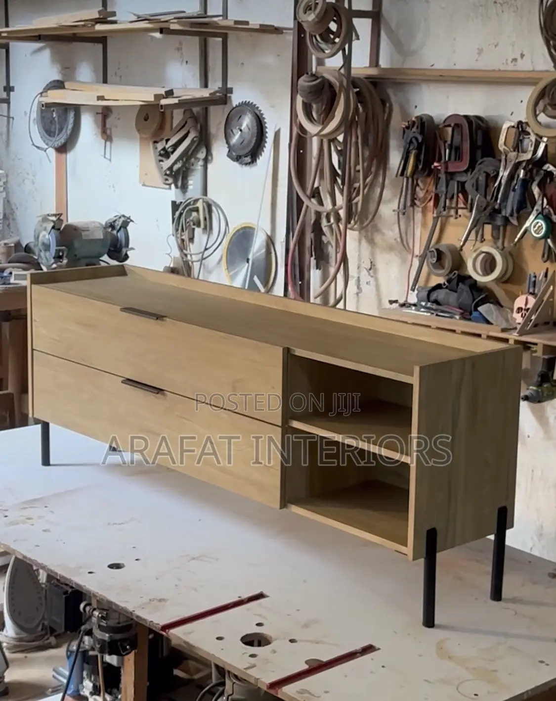 Handcrafted Minimalist Floating Console Table in Light Oak.