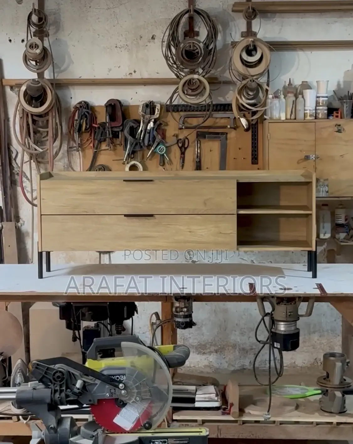 Handcrafted Minimalist Floating Console Table in Light Oak.