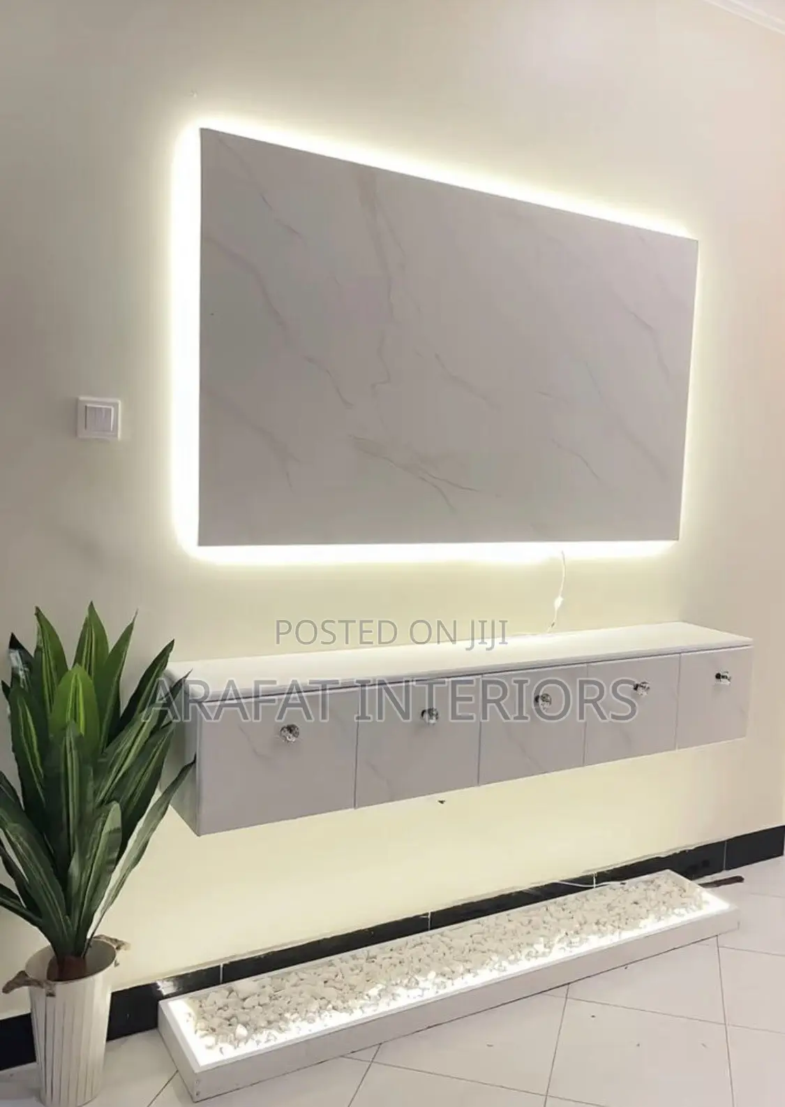Odern Floating Tv Unit! The Large Illuminated Marble Panel With Led