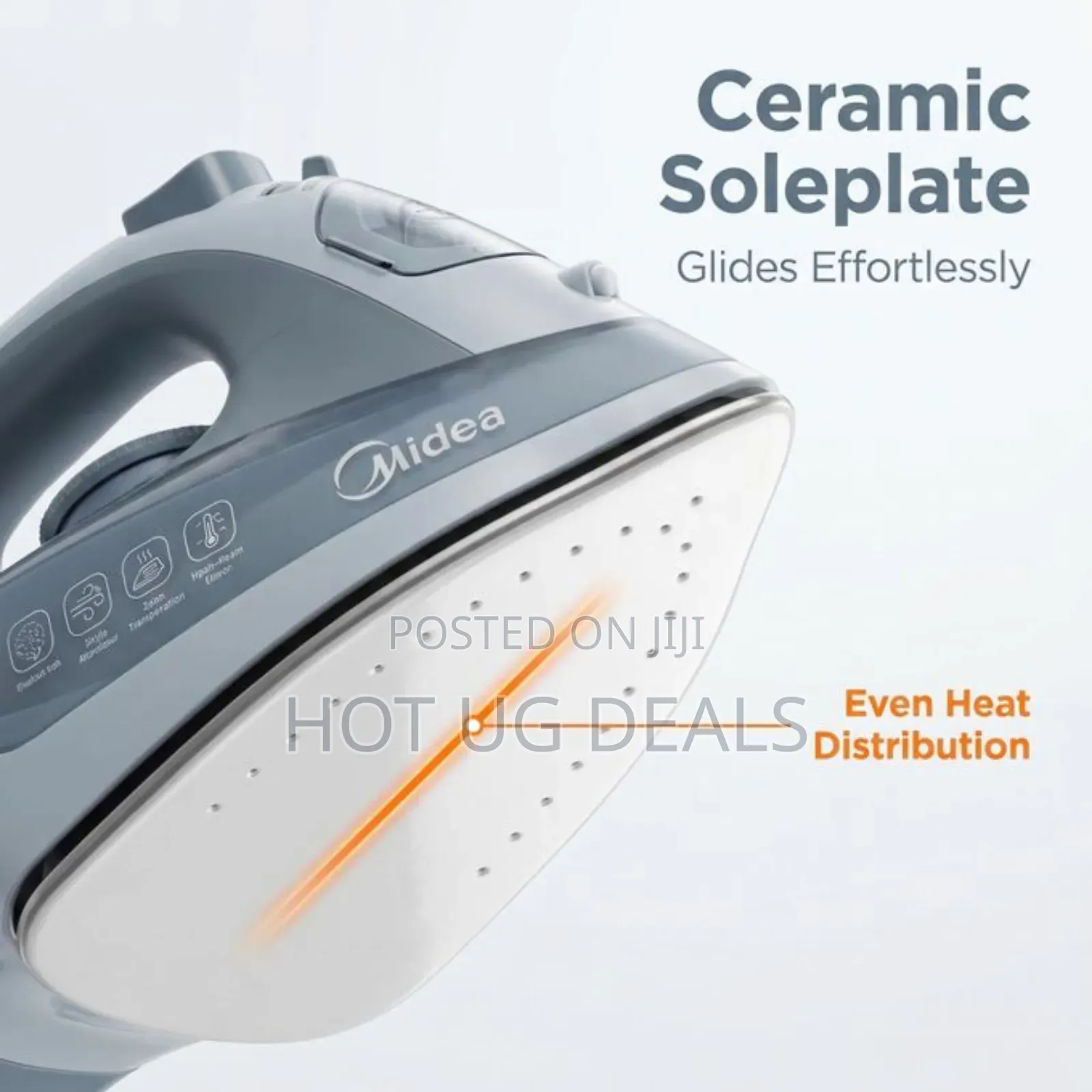 Midea High-Power Steam Iron With Ceramic Soleplate 3100w - Grey