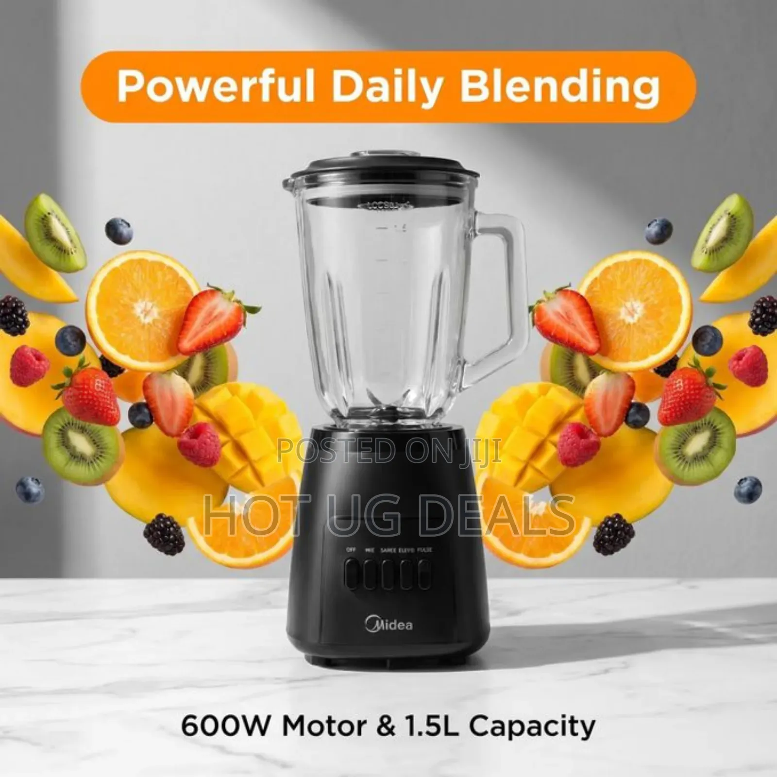 Midea 2 in 1 1.5l High Quality Glass Blender 600w-Black
