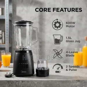 Midea 2 in 1 1.5l High Quality Glass Blender 600w-Black