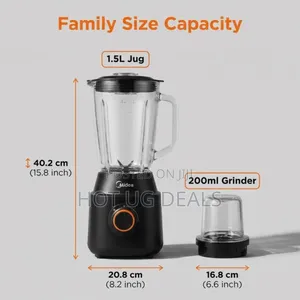 Midea 2 in 1 1.5l High Quality Glass Blender 600w-Black