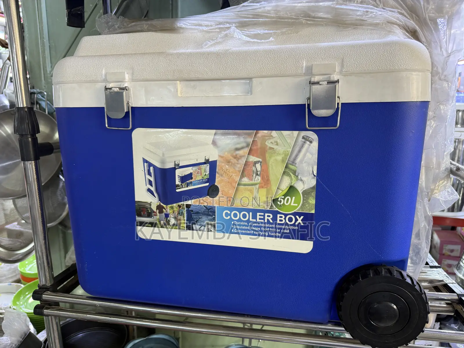 Premium 50l Heavy-Duty Insulated Cooler Box With Wheels – Blue