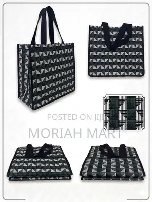 Geometric PVC Reusable Wooven Shopping Bags