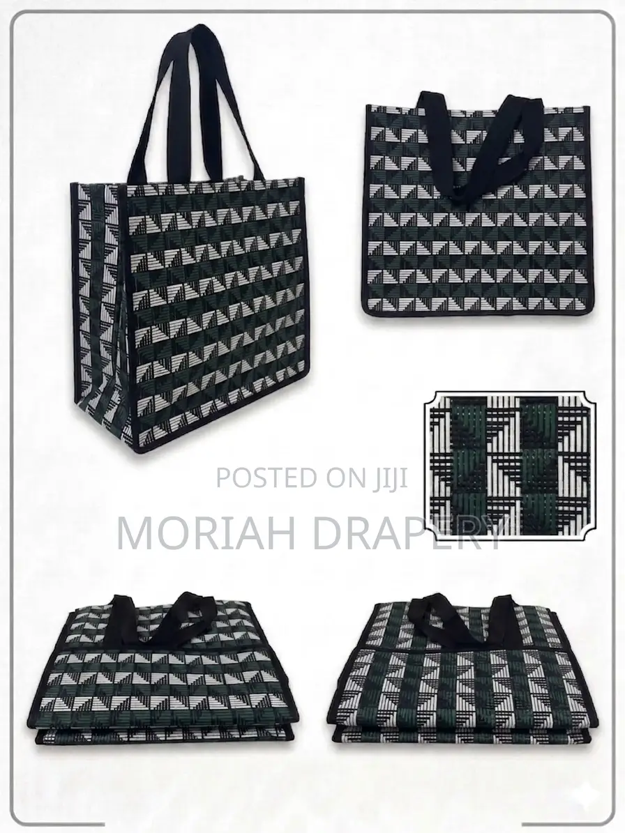 Geometric PVC Reusable Wooven Shopping Bags