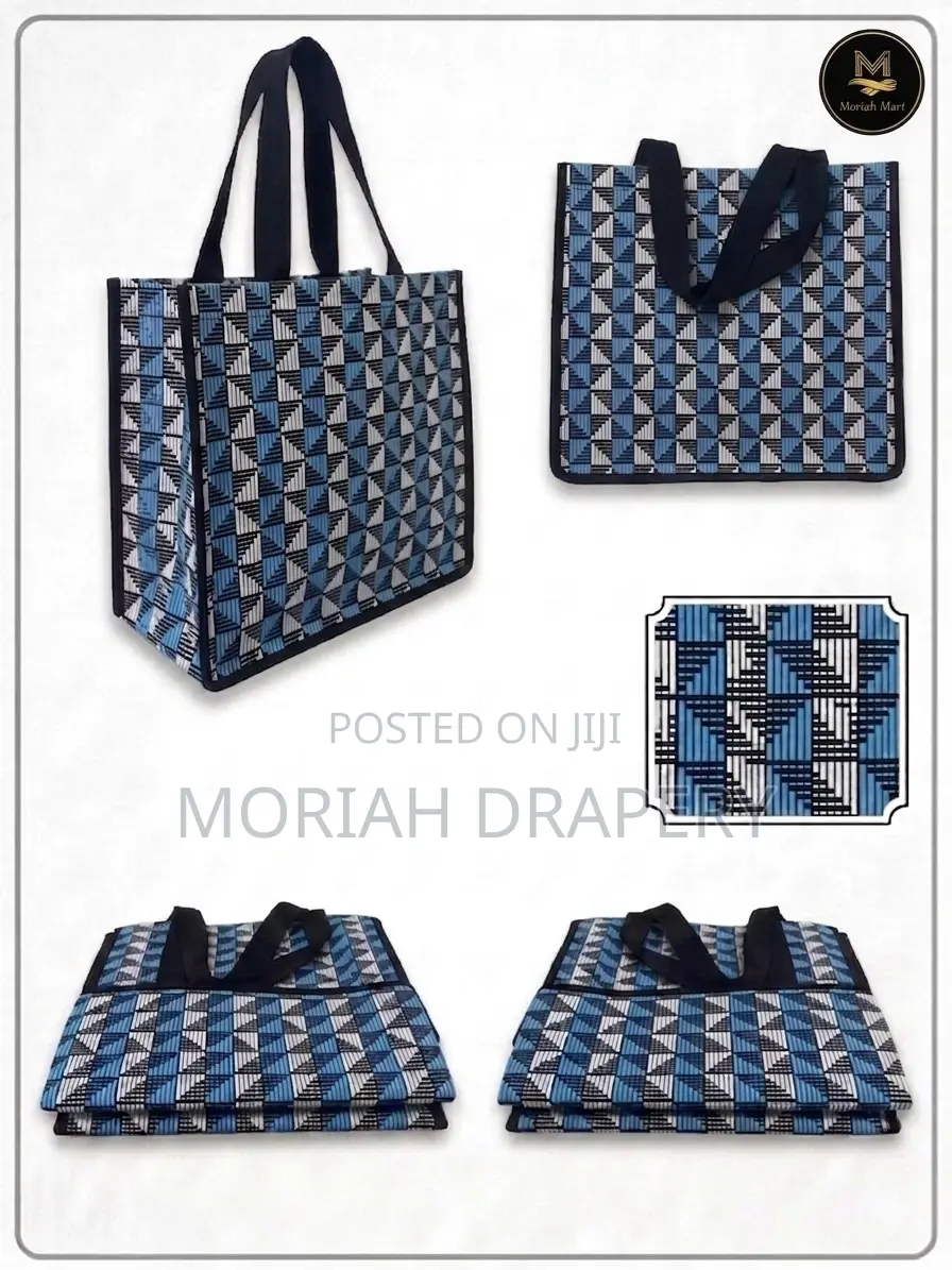 Geometric PVC Reusable Wooven Shopping Bags