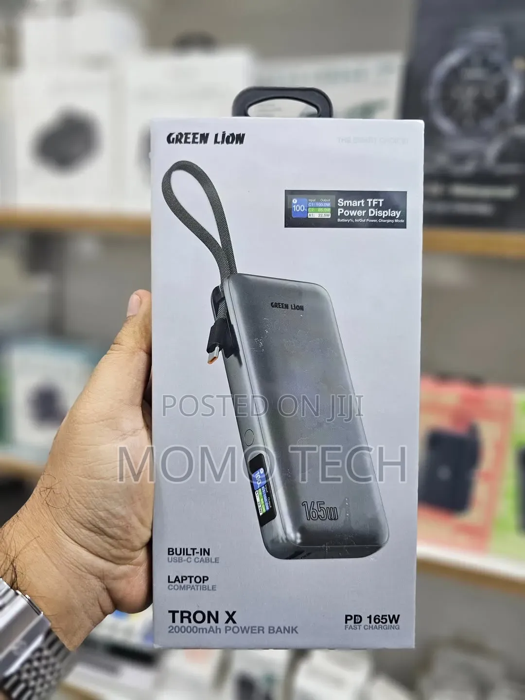 Green Lion Tron X 20000mah 165w Power Bank, Built-in 65w Usb C Cable