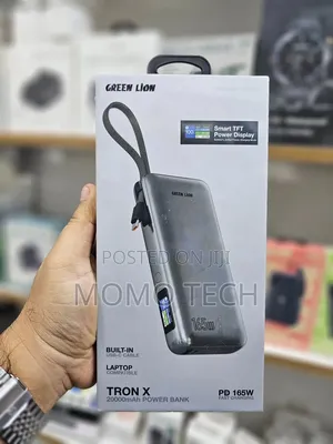 Green Lion Tron X 20000mah 165w Power Bank, Built-in 65w Usb C Cable