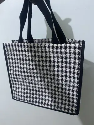 PVC Checkered Reusable Wooven Shopping Bags