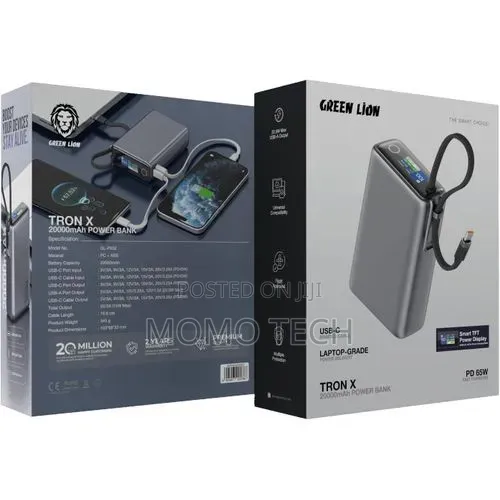 Green Lion Tron X 25000mah 100w Power Bank With Built in Usb C Cable