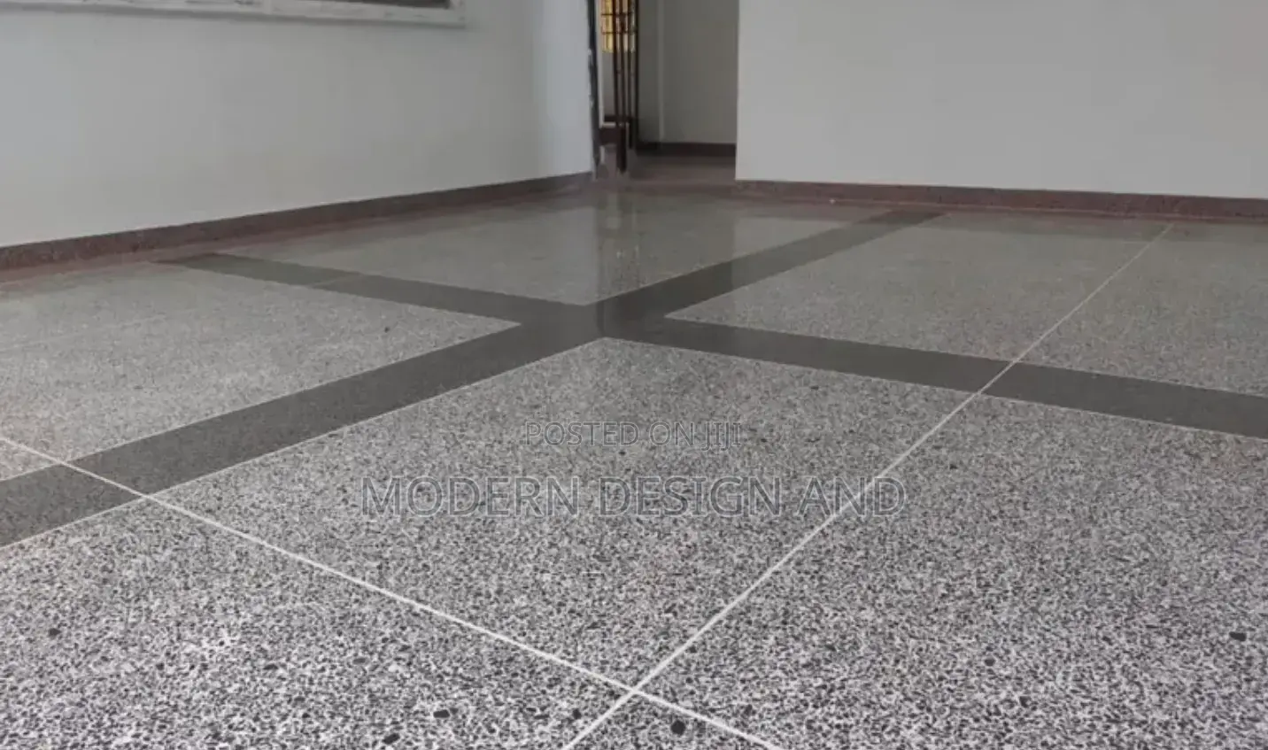 Terrazo Finished Floor Black and Grey