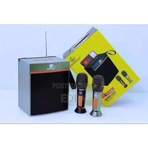 Super Bass Speaker With 2 Wireless Microphones, Bluetooth Tf and Usb