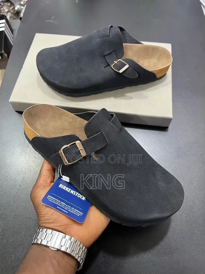 Birkenstock Boston Clogs in Suede With Buckle Strap