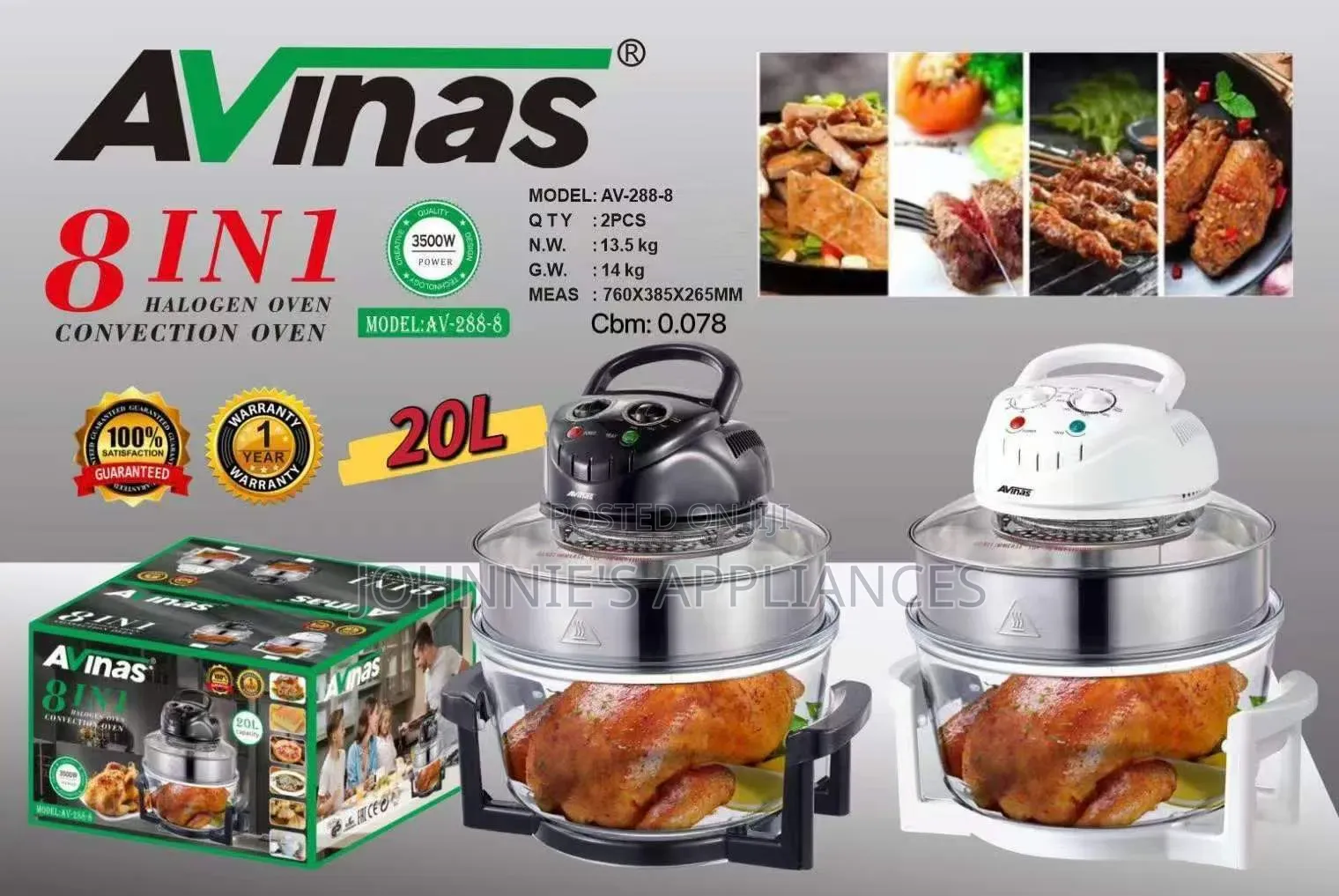 8in1 Avinas Halogen Oven 20l