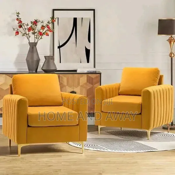 A Pair of Two Single Velvet Sofas Any Colour From 850,000/- On Order