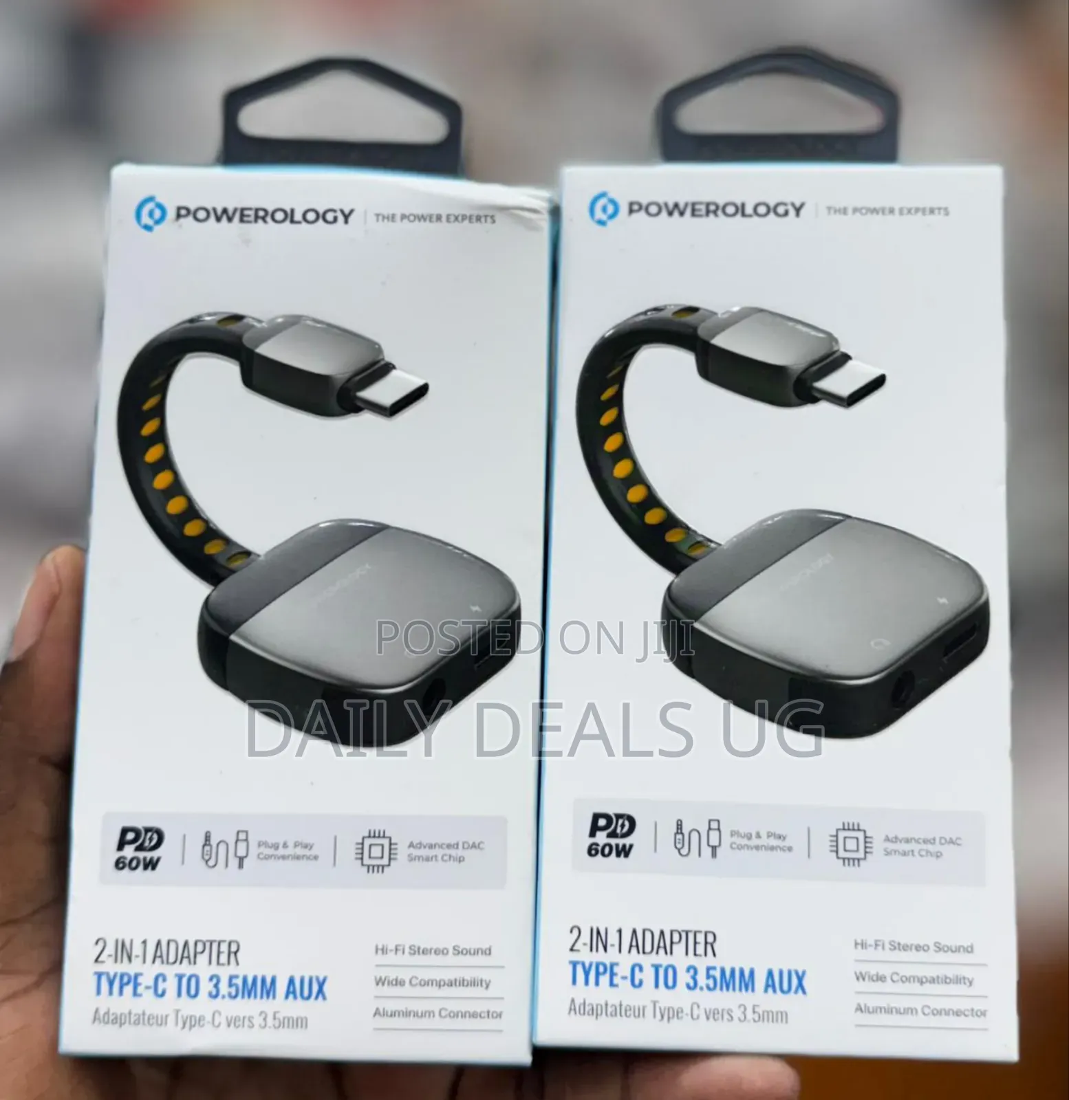 Powerology 2-in-1 Type-C to 3.5mm Aux Adapter