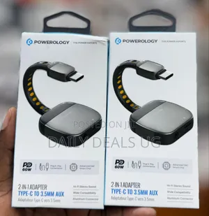 Powerology 2-in-1 Type-C to 3.5mm Aux Adapter