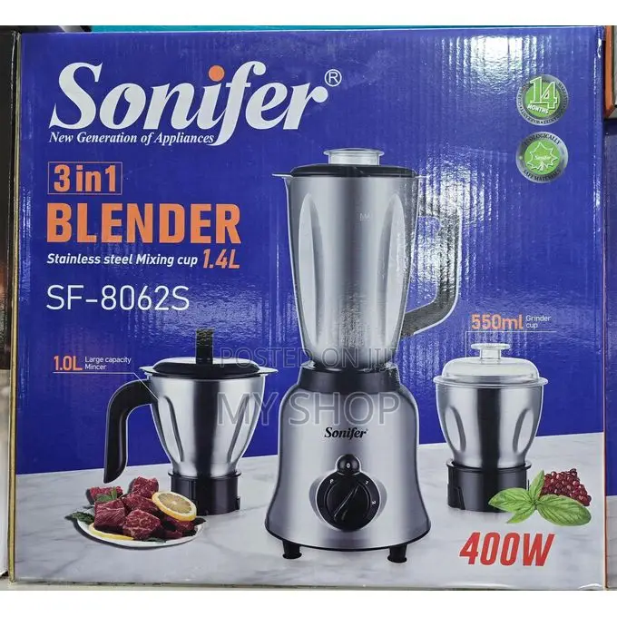 Sonifer 3 in 1 Stainless-Steel Blender
