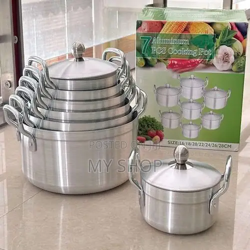 7 PCS Aluminum Alloy Saucepan Set With Covers-Silver