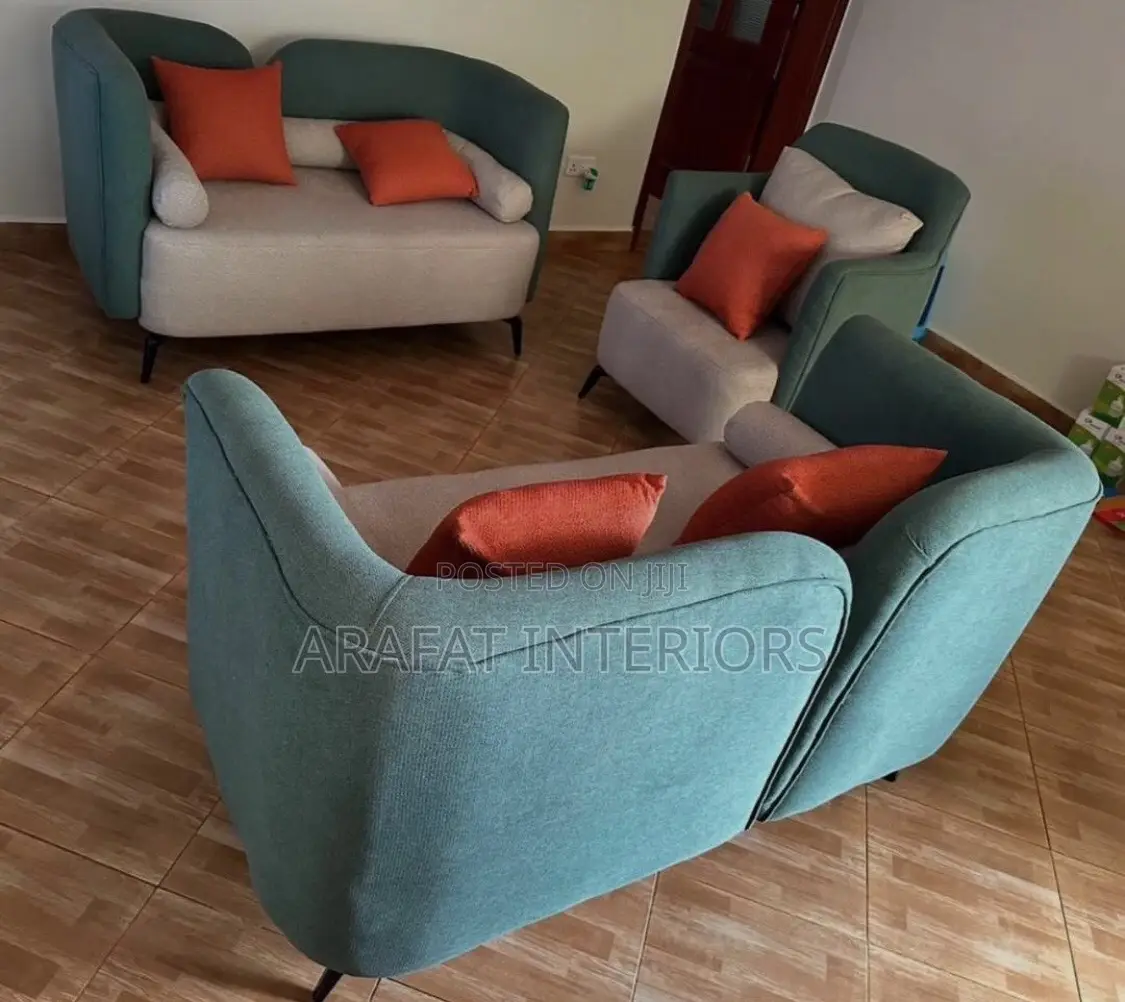 Beautiful Modern Teal Curved Living Room Set