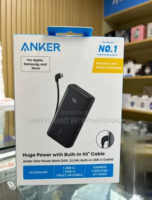 Anker Zolo 20,000mah Power Bank Usb-C Cable