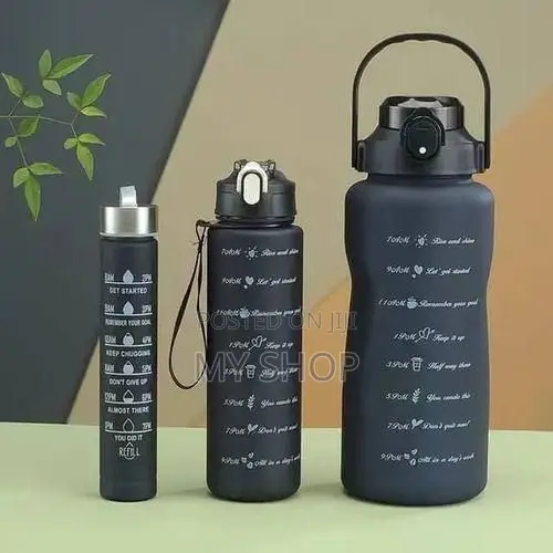 Bottles 3 in 1 Color Motivational Water Bottle - Black
