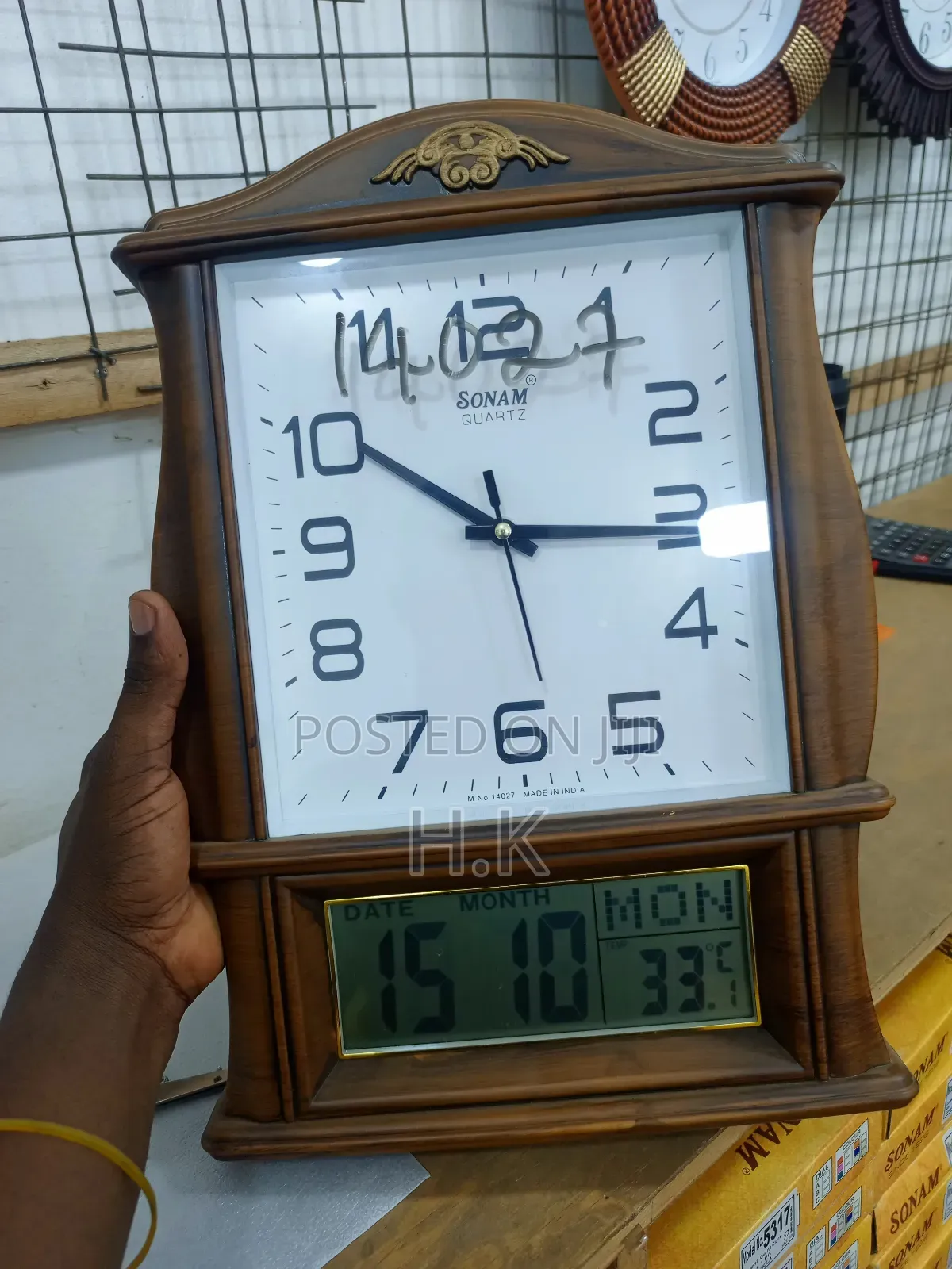 Sonam Quartz LCD Wall Clock, Model 14027.