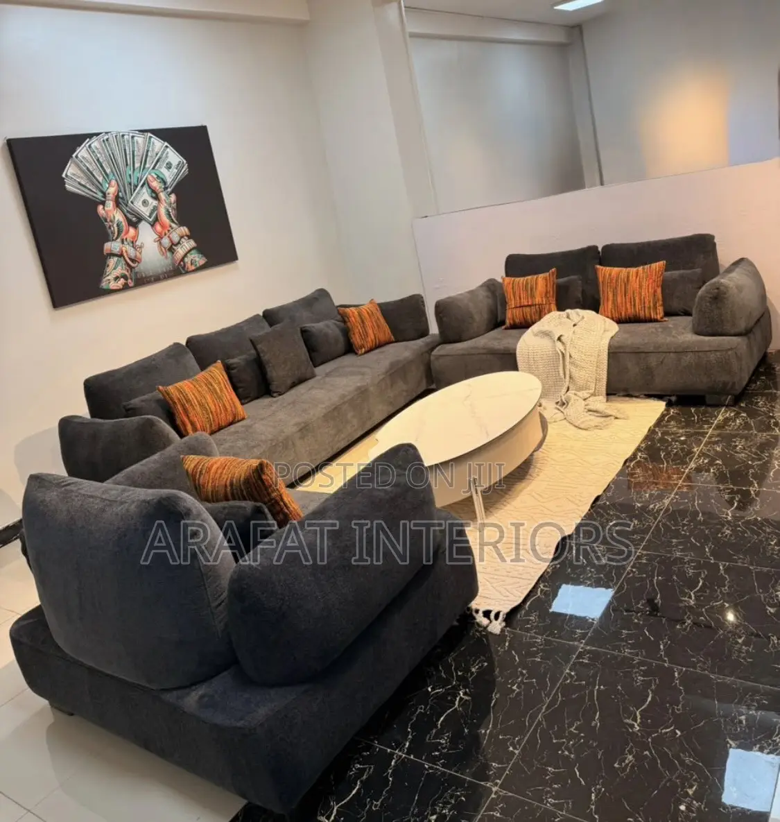 Stunning Contemporary Dark Gray / Charcoal Plush Sectional Sofa