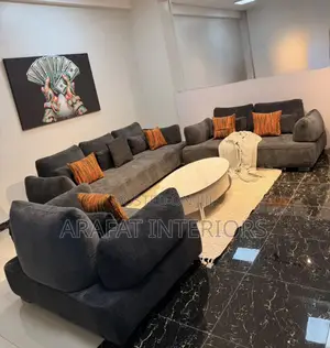 Stunning Contemporary Dark Gray / Charcoal Plush Sectional Sofa