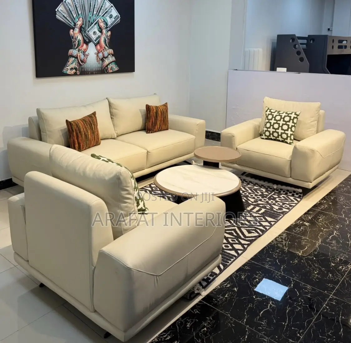 Cream 4-Piece Living Room Set – Sofa
