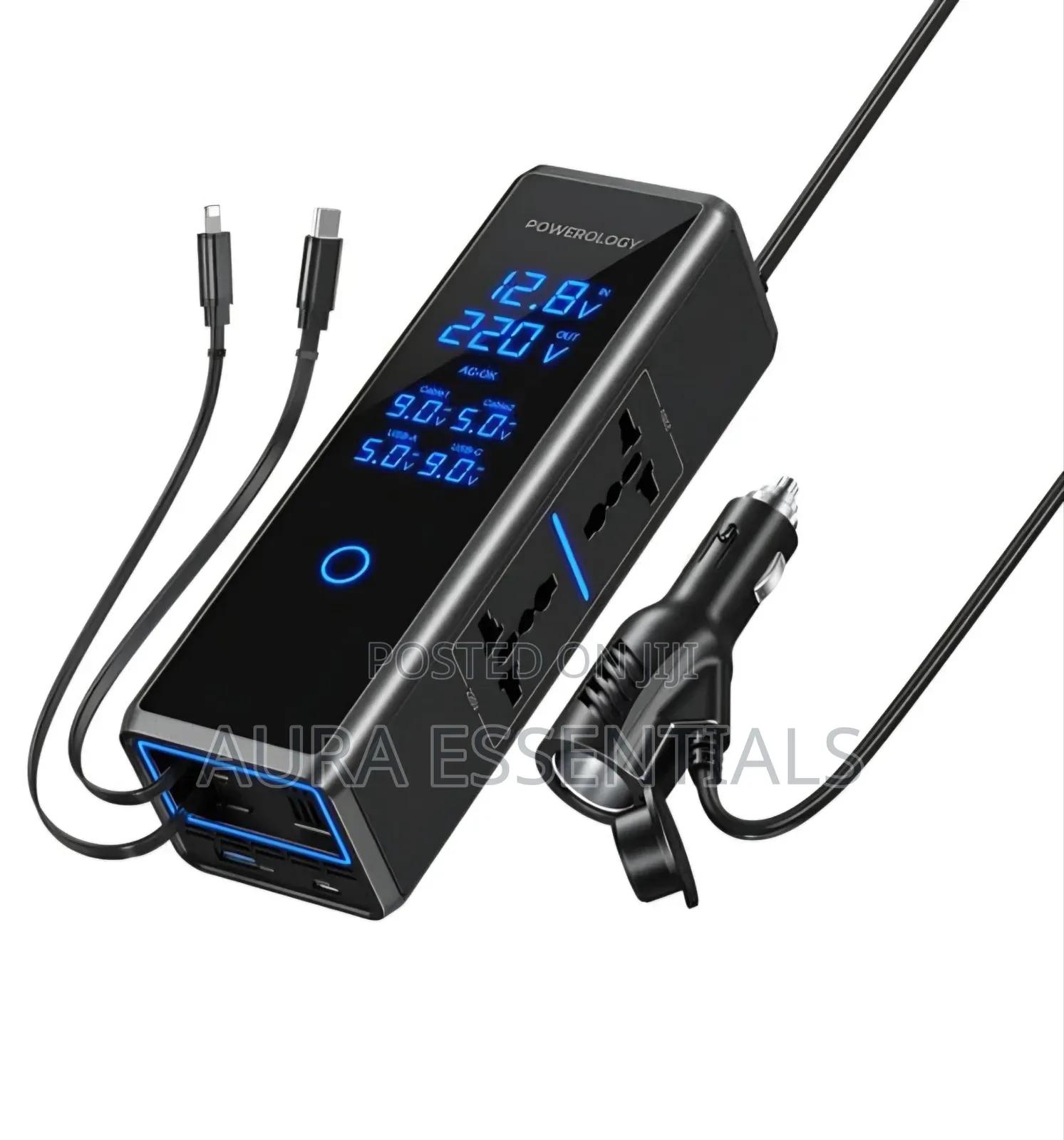 Powerology 300w Car Power Inverter Dc 12v to 220v Ac